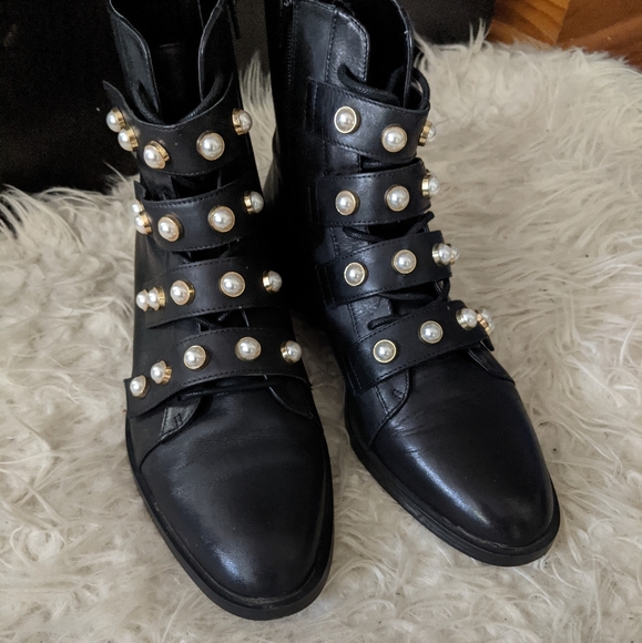 zara pearls boots